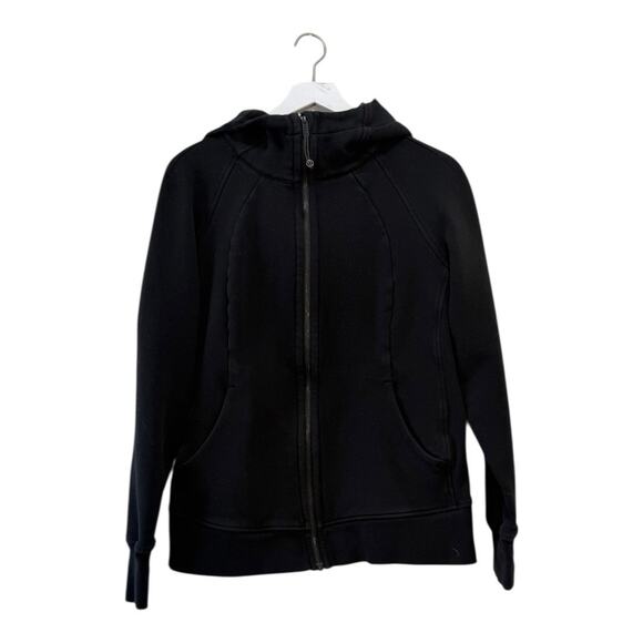 Lululemon Scuba Hoodie Light Cotton Fleece Black Zip Up Jacket Size 12 - Picture 1 of 8